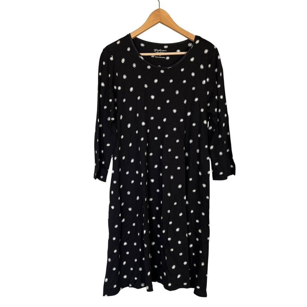 Gudrun Sjoden Alma Dress Black White Polka Dot Scandinavian Modal M Long Sleeves